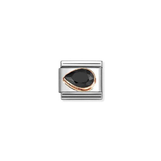 Classic Rose Gold and Left Drop CZ Black Sparkly & Stones Charms