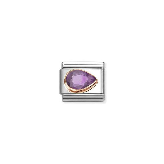 Classic Rose Gold and Right Drop CZ Purple Sparkly & Stones Charms