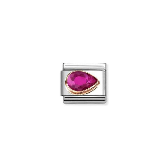 Nomination Classic Rose Gold and Right Drop CZ Red Sparkly & Stones Charm