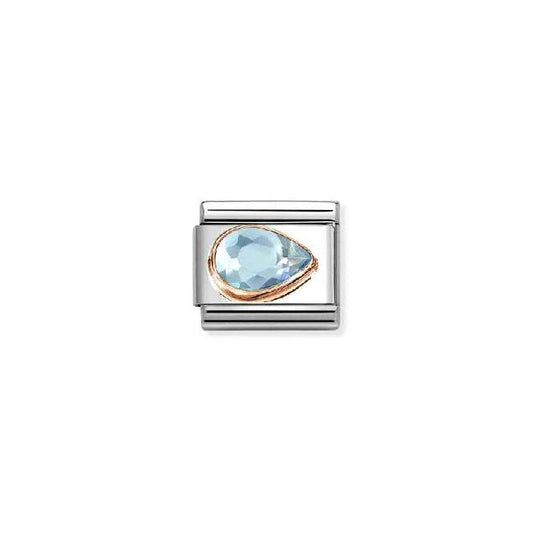 Classic Rose Gold and Right Drop CZ Light Blue Sparkly & Stones Charms