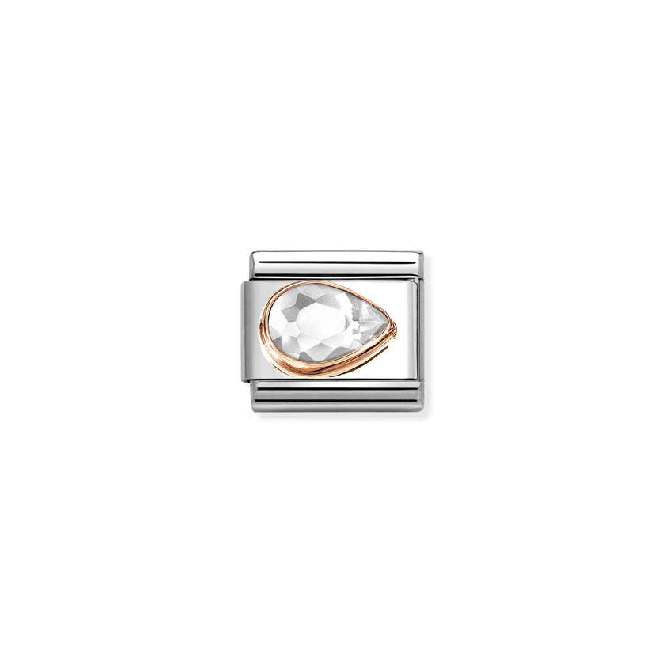 Classic Rose Gold and Right Drop CZ White Sparkly & Stones Charms