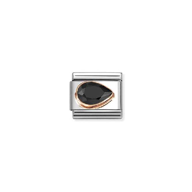 Classic Rose Gold and Right Drop CZ Black Sparkly & Stones Charms