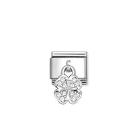 Classic Silver White Four-Leaf Clover Flowers & Nature Charms