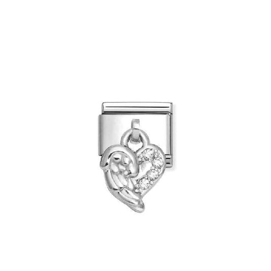 Classic Silver Heart In White Love & Hearts Charms