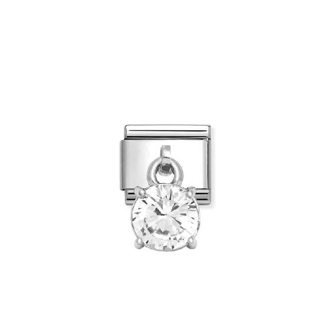 Classic Silver CZ White Round Sparkly & Stones Charms