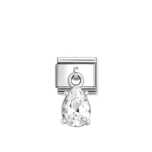 Classic Silver CZ White Drop Sparkly & Stones Charms