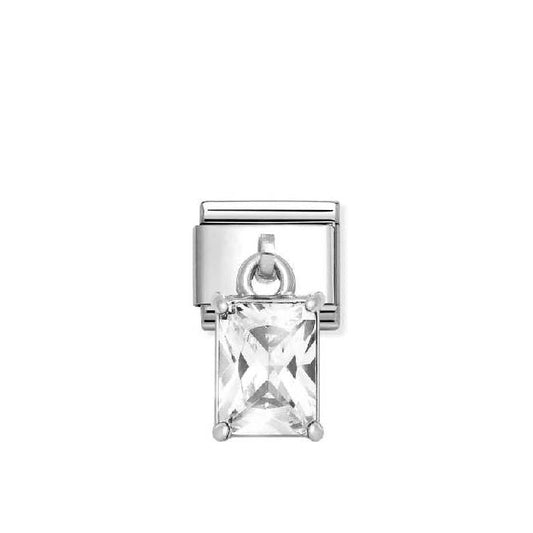 Classic Silver CZ White Baguette Sparkly & Stones Charms