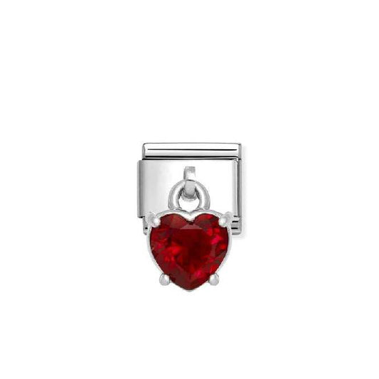 Classic Silver CZ Red Heart Sparkly & Stones Charms