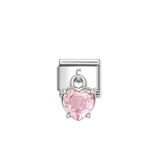 Classic Silver CZ Pink Heart Sparkly & Stones Charms
