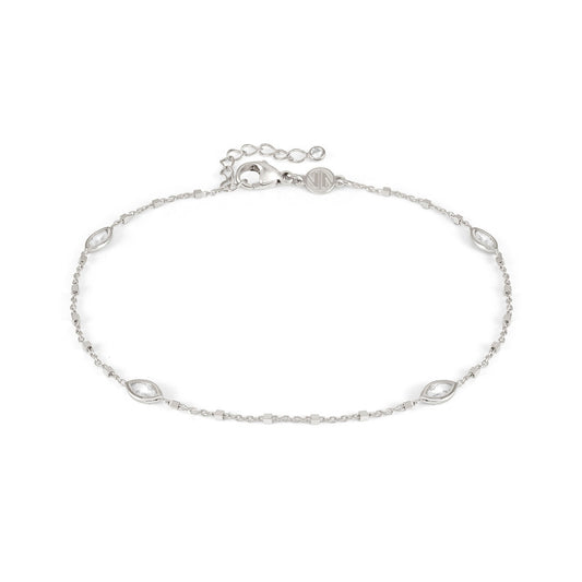 Anklets with Marquise-Cut Charms in Silver & CZ