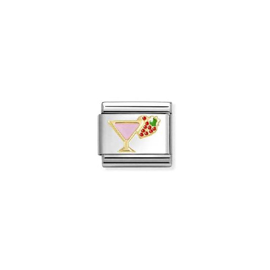 Nomination Classic Gold and Enamel Cocktail with Strawberry Fashion & Fun Charm