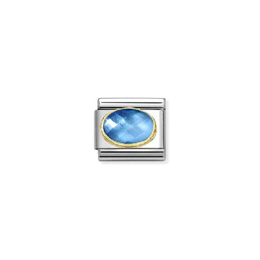 Classic Gold and CZ Facetted Light Blue Sparkly Charms