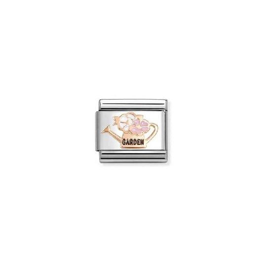 Classic Rose Gold and Enamel Watering Can with Flowers Sports & Hobbies Charms