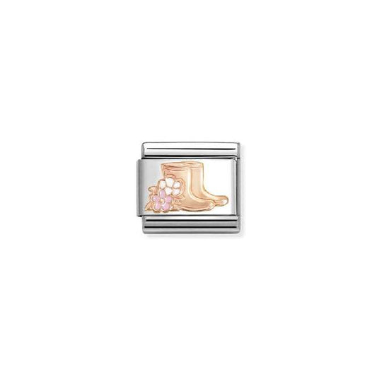 Nomination Classic Rose Gold and Enamel Boots with Flowers Sports & Hobbies Charm