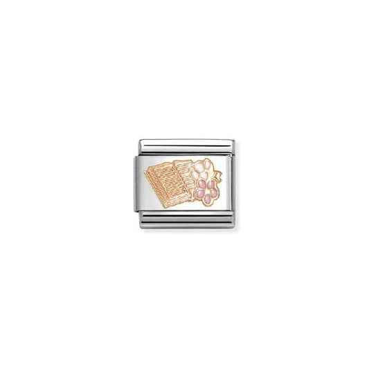 Classic Rose Gold and Enamel Reading Book with Flowers Sports & Hobbies Charms