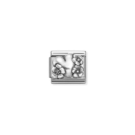 Classic Silver Heart with Flowers Flowers & Nature Charms