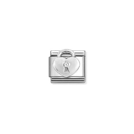 Classic Silver and CZ White Padlock Love & Hearts Charms