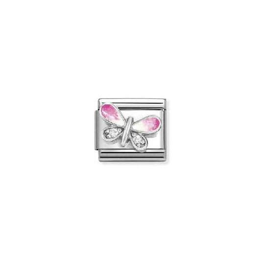 Classic Silver and CZ Pink and White Butterfly Animals Charms