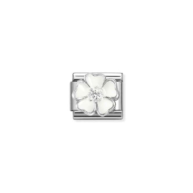 Classic Silver and CZ White and Peach Blossom Flowers & Nature Charms