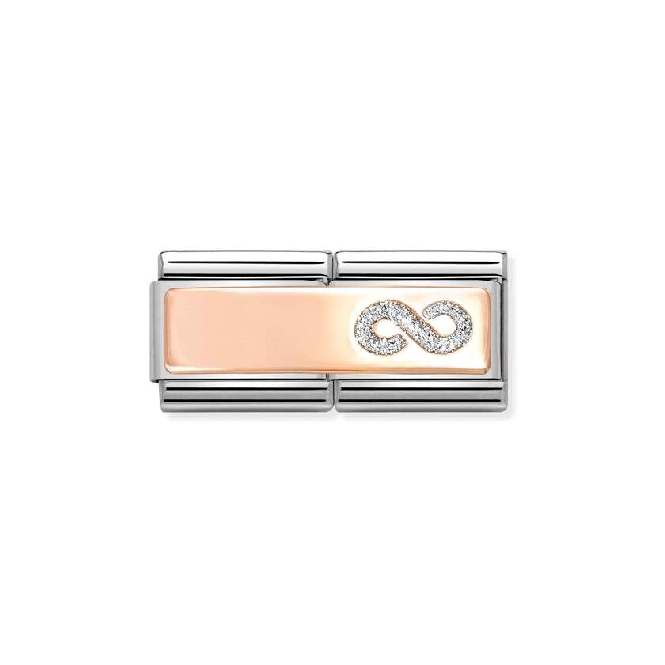 Double Rose Gold Engravable Infinite Glitter Sparkly & Stones Charms
