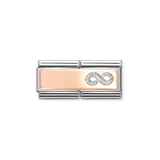 Double Rose Gold Engravable Infinite Glitter Sparkly & Stones Charms