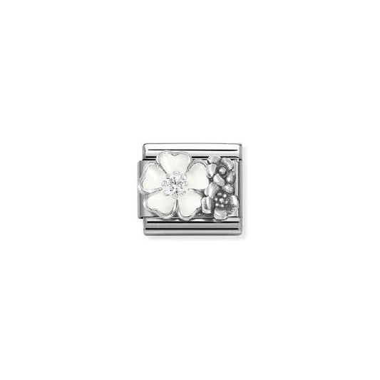 Classic Silver and CZ White Flower with Flowers Flowers & Nature Charms