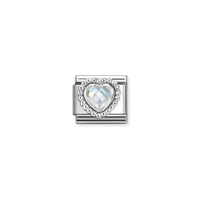 Classic Silver and CZ White Facetted Dotted Heart Sparkly & Stones Charms