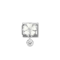 Classic Silver, Enamel and CZ White Flower with Round Flowers & Nature Charms