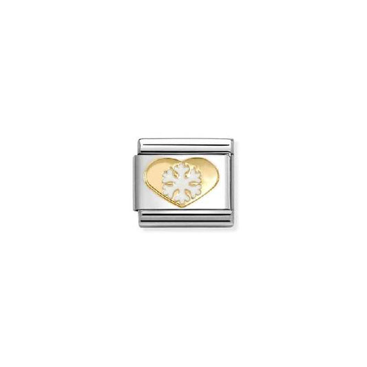 Classic Gold and Enamel Heart with Snowflake Christmas Charms