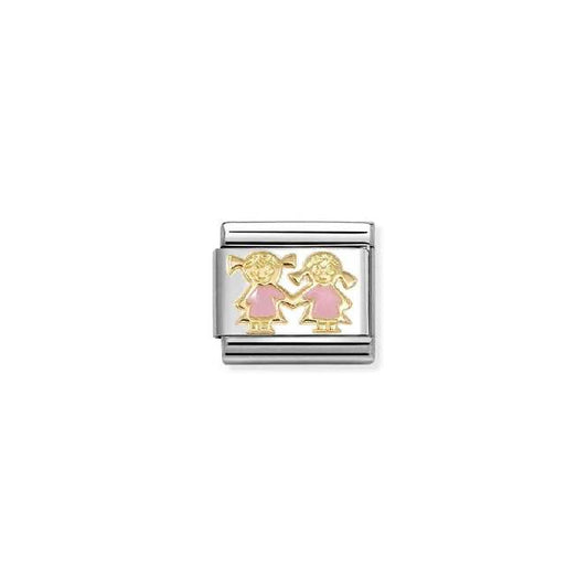 Classic Gold and Enamel Pink Sisters Friends & Family Charms