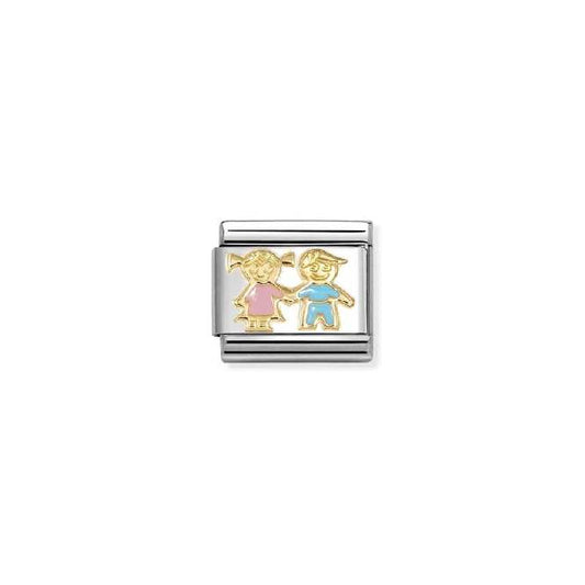 Classic Gold and Enamel Brothers And Sisters Pink Blue Friends & Family Charms