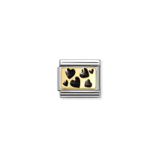 Classic Gold and Enamel Black Scattered Hearts Love & Hearts Charms