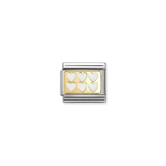 Classic Gold and Enamel White Line Hearts Love & Hearts Charms