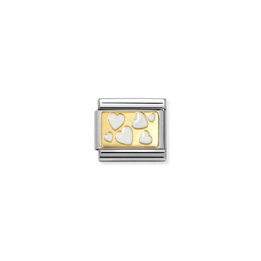 Classic Gold and Enamel White Scattered Hearts Love & Hearts Charms
