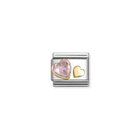 Classic Gold and CZ Facetted Pink Heart Love & Hearts Charms