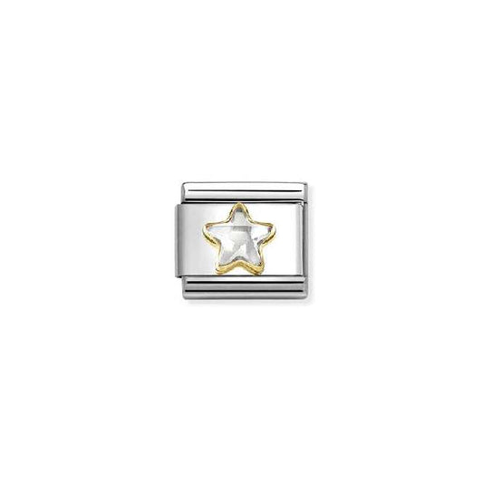Nomination Classic Gold and CZ Facetted White Star Fashion & Fun Charm
