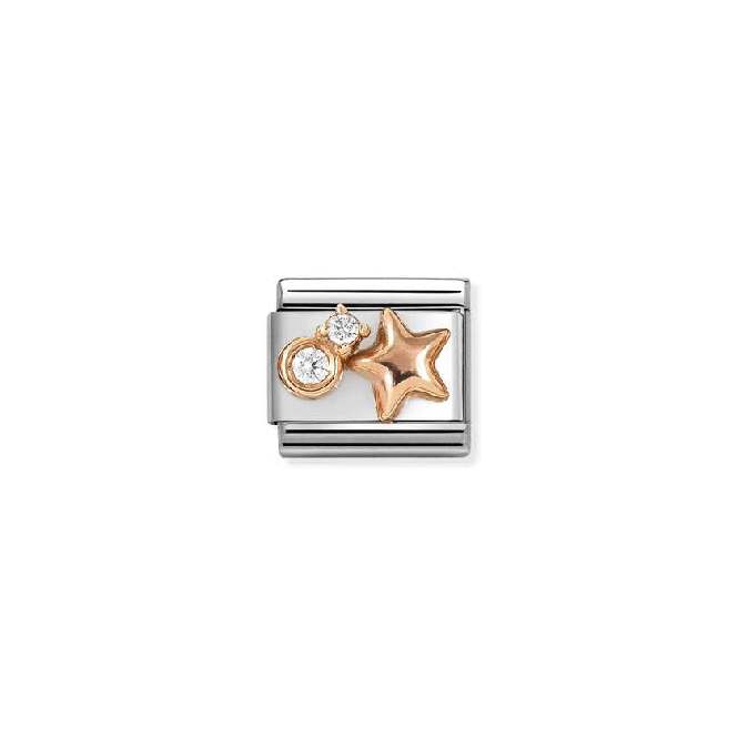Classic Rose Gold and CZ White Rounded Star Faith & Religion Charms