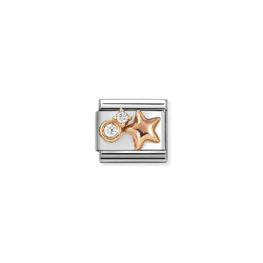 Classic Rose Gold and CZ White Rounded Star Faith & Religion Charms