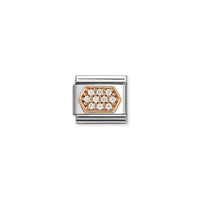 Classic Rose Gold CZ Pave White Hexagon Fashion & Fun Charms