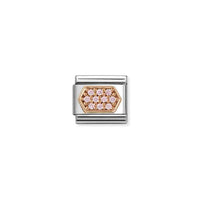 Classic Rose Gold CZ Pave Pink Hexagon Fashion & Fun Charms