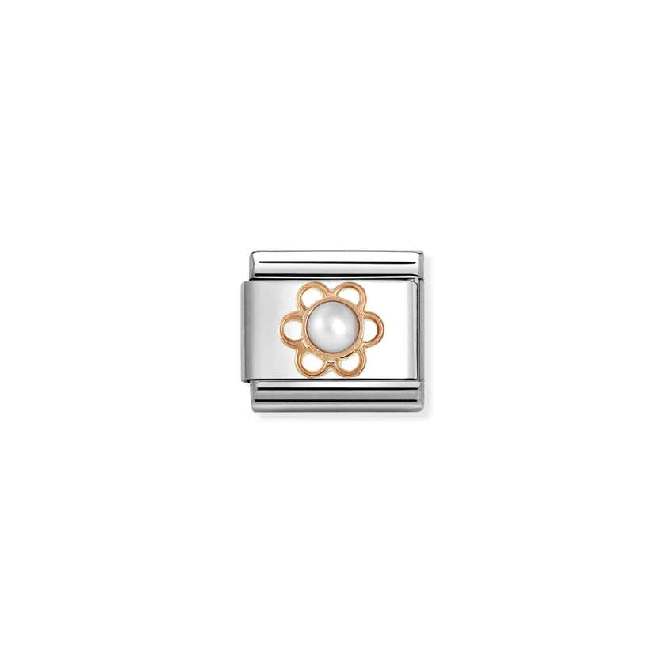 Classic Rose Gold Flower & White Pearl Flowers & Nature Charms