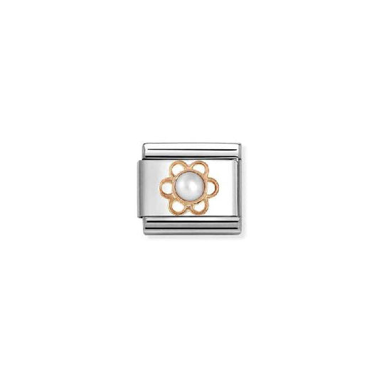 Classic Rose Gold Flower & White Pearl Flowers & Nature Charms
