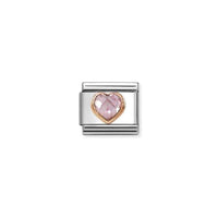 Classic Rose Gold and CZ Facetted Pink Heart Love & Hearts Charms