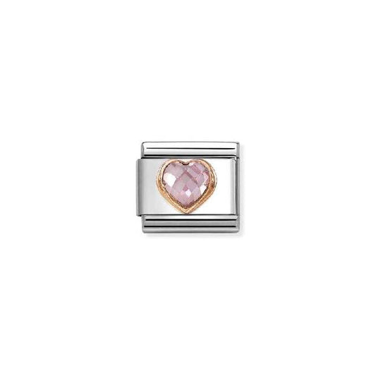 Classic Rose Gold and CZ Facetted Pink Heart Love & Hearts Charms