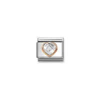 Classic Rose Gold and CZ Facetted White Heart Love & Hearts Charms