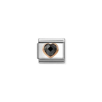 Classic Rose Gold and CZ Facetted Black Heart Love & Hearts Charms
