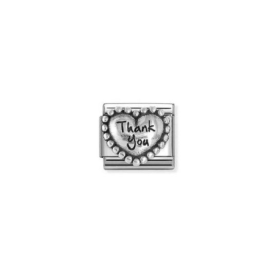 Classic Oxidised Silver Heart with Dots Thank You Family & Friends Charms
