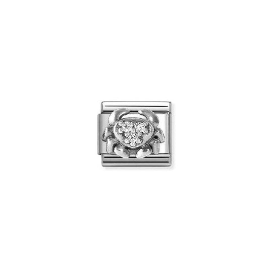 Classic Oxidised Silver and CZ Cancer Zodiac Charms