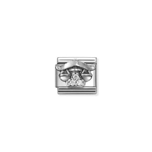 Classic Oxidised Silver and CZ Libra Zodiac Charms