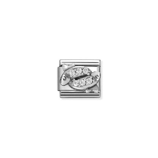 Classic Oxidised Silver and CZ Pisces Zodiac Charms